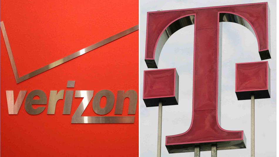 Verizon and T-Mobile signs