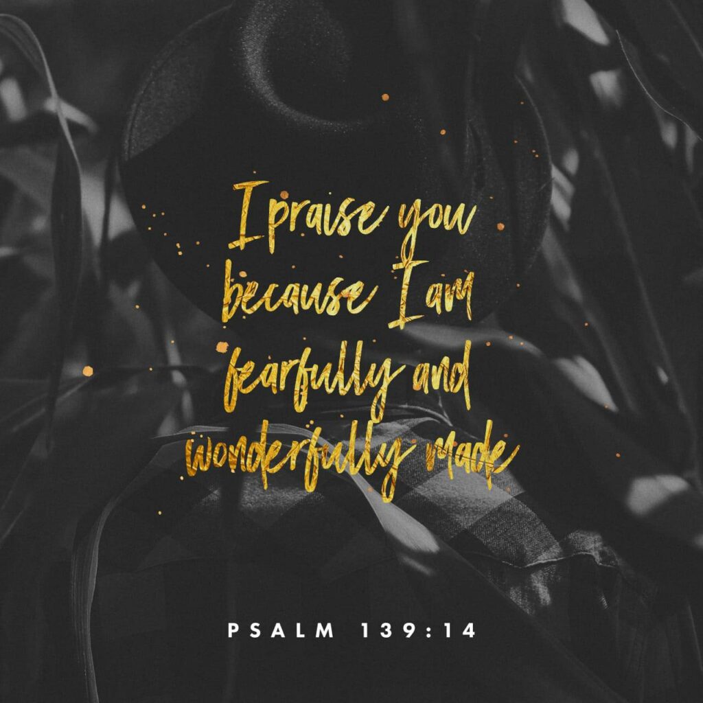 I praise you because I am fearfully and wonderfully made ~Psalm 139:14