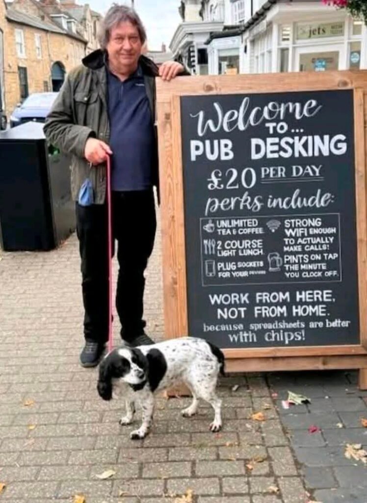 Welcome PUB DESKING ...
£20 PER DAY
perks include:
UNLIMITED TEA & COFFEE
2 COURSE LIGHT LIGHT LUNCH
PLUG SOCKETS FOR YOUR DEVICES
WiFi STRONG ENOUGH TO ACTUALLY MAKE CALLS!
PINTS ON TAP THE MINUTE YOU CLOCK OFF
WORK FROM HERE, NOT FROM HOME.
because spreadsheets are better with chips!
